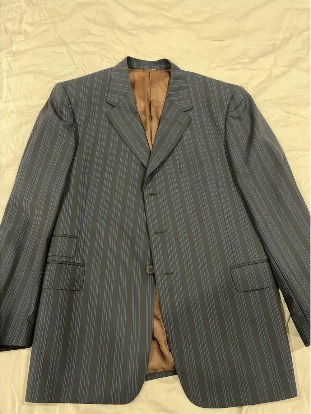 FLAWLESS PAUL SMITH LONDON MENS BLAZER 44R BLUE W PINSTRIPES MADE IN ITALY VGC